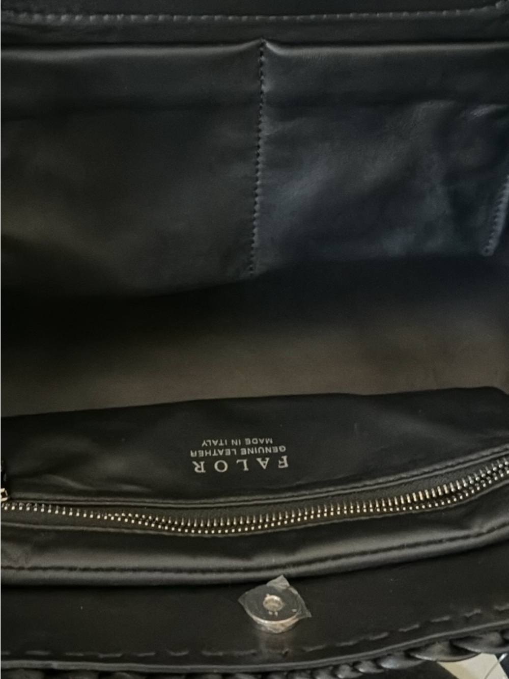 NWT Falor Women's Black Woven Leather Tote Bag with Top Handles - Picture 8 of 10
